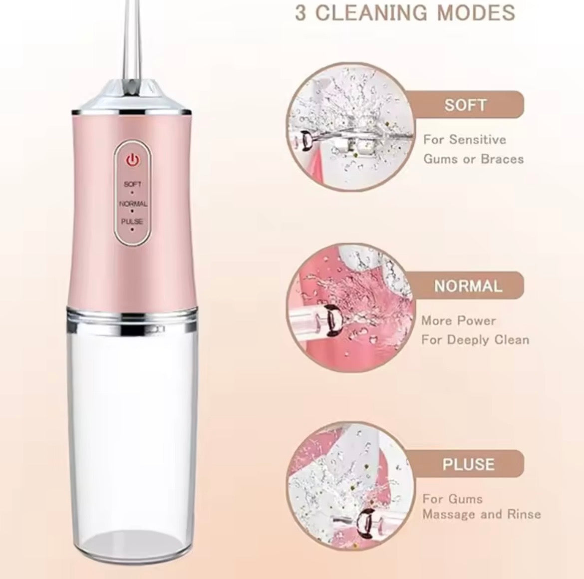 USB portable Oral Irriagtor Water Flosser Dental. Water Jet Tools Pick Cleaning Teeth 200ML. 4 Nozzles Mouth Oral Cleaning Agents.