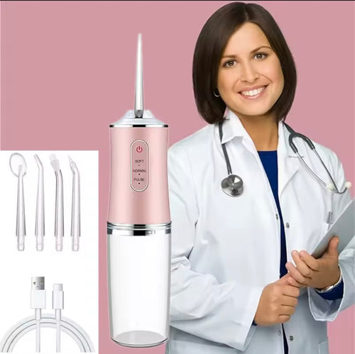 USB portable Oral Irriagtor Water Flosser Dental. Water Jet Tools Pick Cleaning Teeth 200ML. 4 Nozzles Mouth Oral Cleaning Agents.