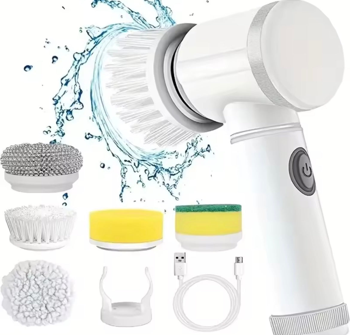 New Cordless Spin Scrubber Electric Rechargeable 5 in 1 Brush Heads for Bathroom Kitchen Tile Grout Shower Car Deep Clean